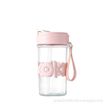 Glass sippy cup Clear glass glass Portable and convenient Juice cup high appearance level Office flower tea cup Simple leisure